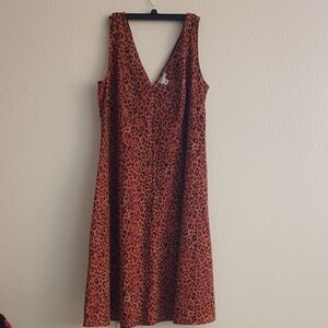 Ava & Viv Animal Print Midi Dress Size 1x 94% Cotton
